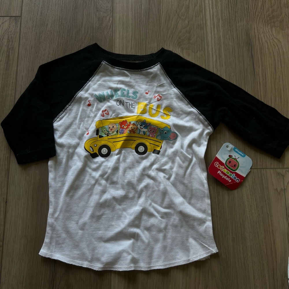 CoComelon Kids Raglan Shirt - Black and White